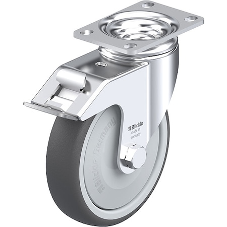 Plate Caster, Swivel, Polyurethane, 6 1/8