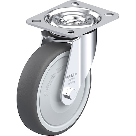 Plate Caster, Swivel, Polyurethane, 5 7/8