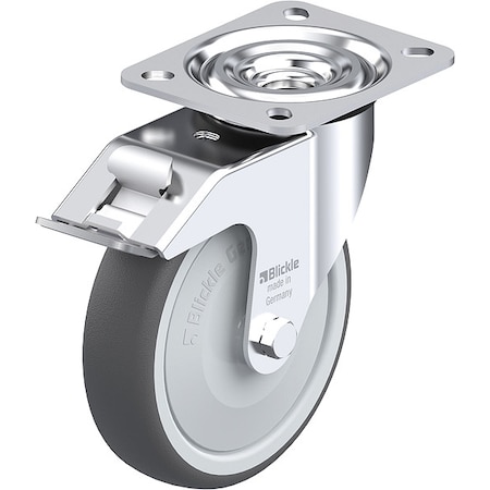 Plate Caster, Swivel, Polyurethane, 5 7/8