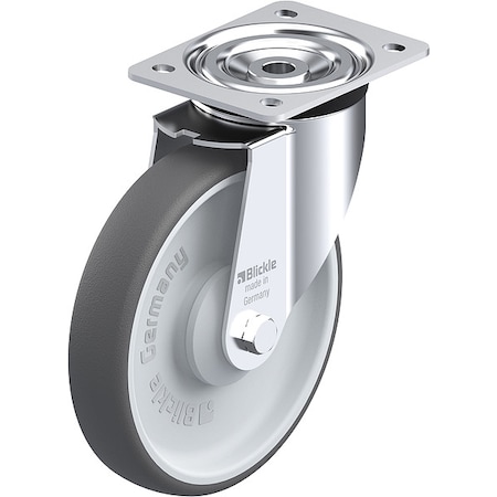 Plate Caster, Swivel, Polyurethane, 9 1/4