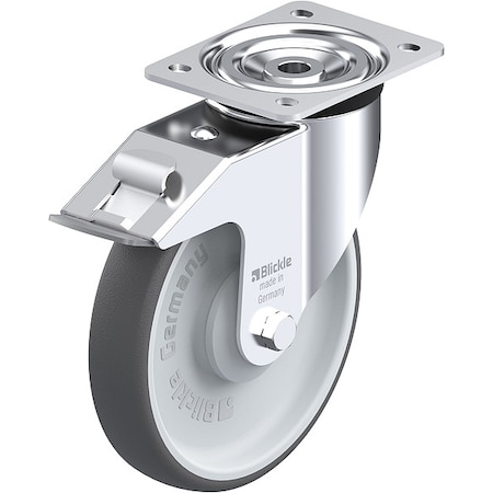 Plate Caster, Swivel, Polyurethane, 9 1/4