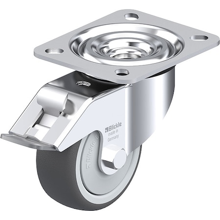 Plate Caster, Swivel, Polyurethane, 4