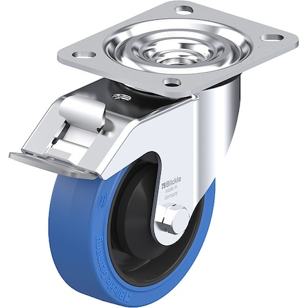 Plate Caster, Swivel, Rubber, 4 15/16