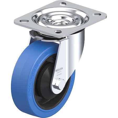 Plate Caster, Swivel, Rubber, 4 15/16