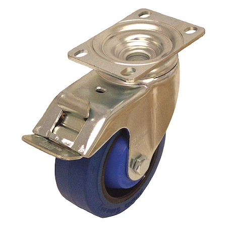Plate Caster, Swivel, Rubber, 5 1/8
