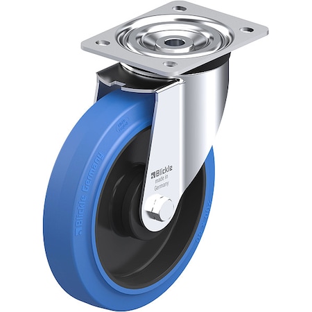 Plate Caster, Swivel, Rubber, 9 1/4