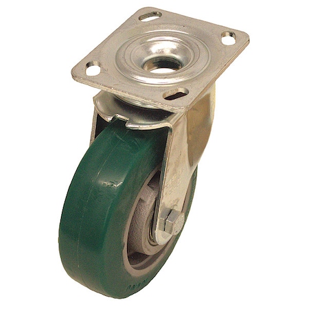 Plate Caster, Swivel, Polyurethane, 7 1/2