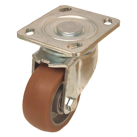 Plate Caster, Swivel, Polyurethane, 5 1/2