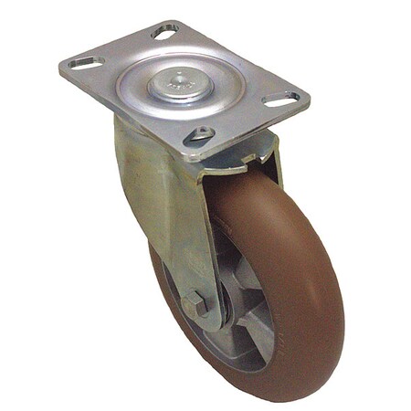 Plate Caster, Swivel, Polyurethane, 9 5/8