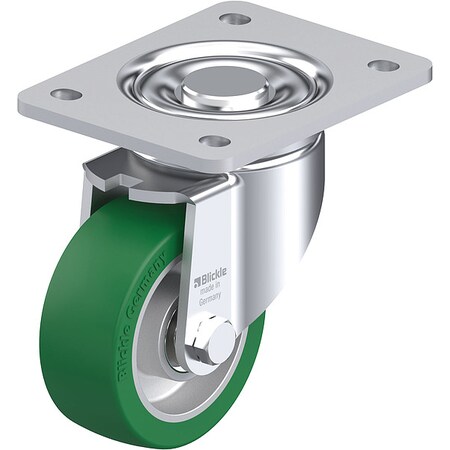 Plate Caster, Swivel, Polyurethane, 5 1/2