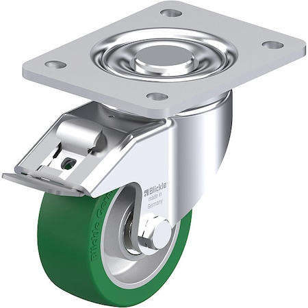Plate Caster, Swivel, Polyurethane, 5 1/2