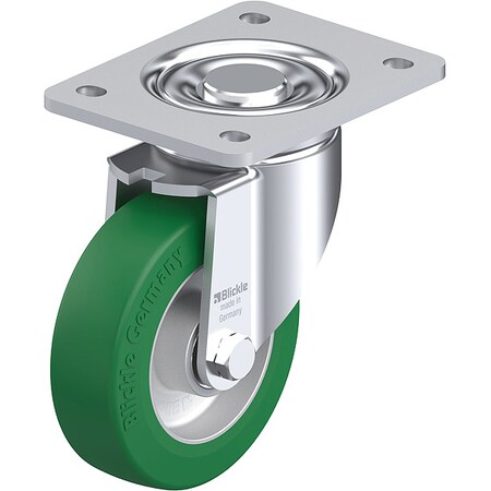 Plate Caster, Swivel, Polyurethane, 6 1/2