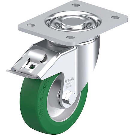 Plate Caster, Swivel, Polyurethane, 6 1/2