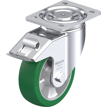 Plate Caster, Swivel, Polyurethane, 7 3/4
