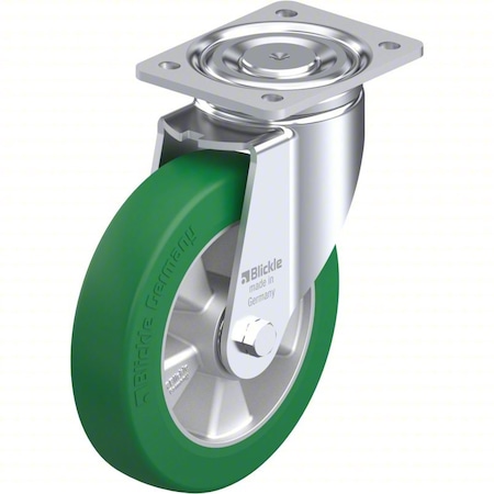 Plate Caster, Swivel, Polyurethane, 9 5/8