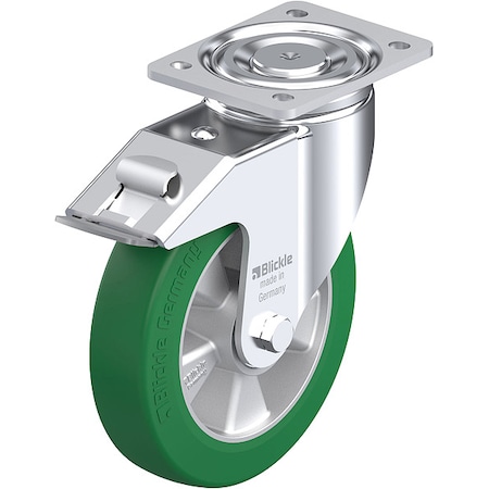 Plate Caster, Swivel, Polyurethane, 9 5/8