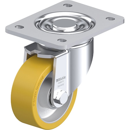 Plate Caster, Swivel, Polyurethane, 5 1/2