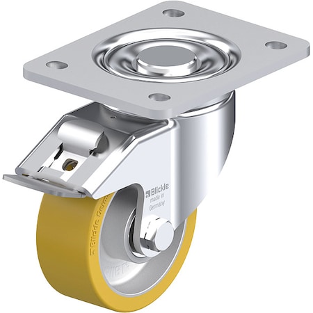 Plate Caster, Swivel, Polyurethane, 5 1/2