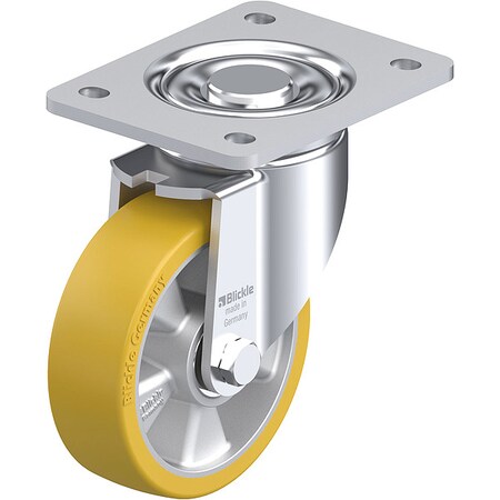 Plate Caster, Swivel, Polyurethane, 6 1/2