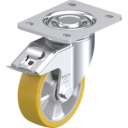 Plate Caster, Swivel, Polyurethane, 6 1/2