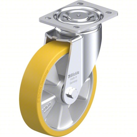 Plate Caster, Swivel, Polyurethane, 9 5/8