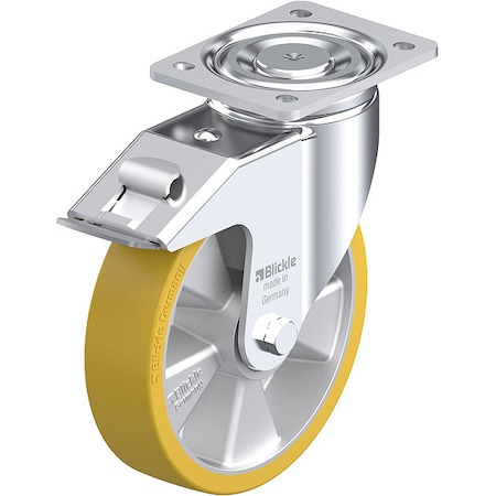 Plate Caster, Swivel, Polyurethane, 9 5/8