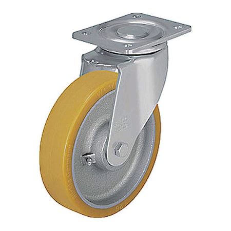 Plate Caster, Swivel, Polyurethane, 5 1/2