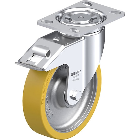 Plate Caster, Swivel, Polyurethane, 9 5/8