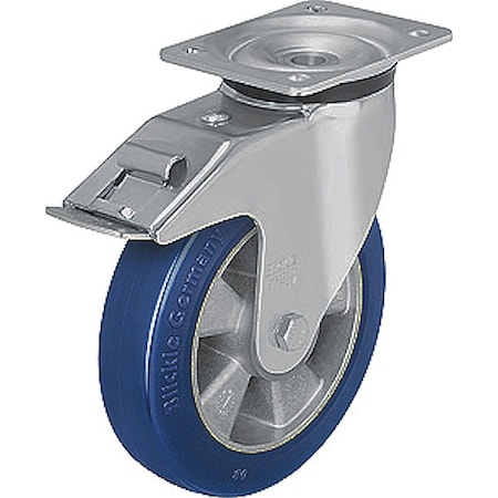 Plate Caster, Swivel, Polyurethane, 6 1/8