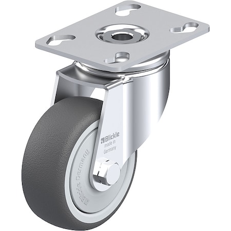 Plate Caster, Swivel, Polyurethane, 4 3/8