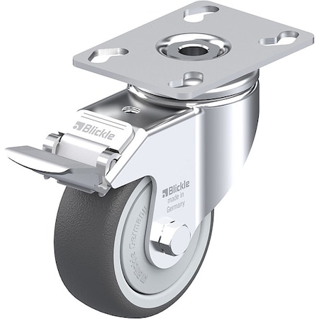 Plate Caster, Swivel, Polyurethane, 4 3/8