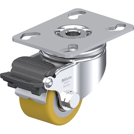 Plate Caster, Swivel, Polyurethane, 2 7/8