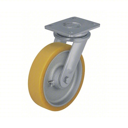 Plate Caster, Swivel, Polyurethane, 9 5/8