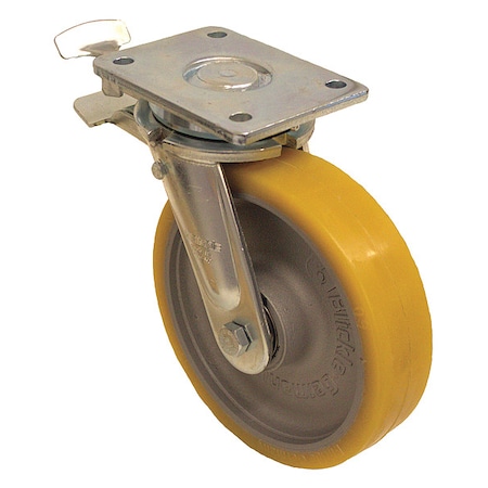 Plate Caster, Swivel, Polyurethane, 9 5/8