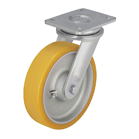 Plate Caster, Swivel, Polyurethane, 9 5/8