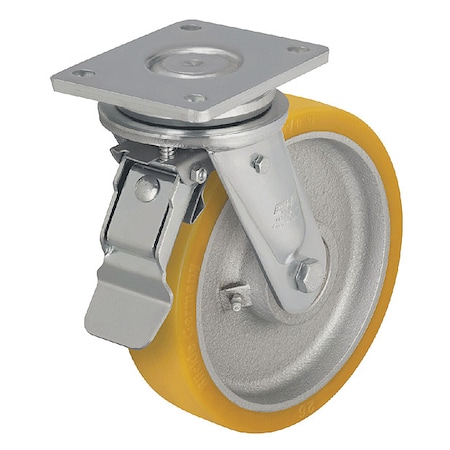 Plate Caster, Swivel, Polyurethane, 9 5/8