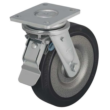 Swivel Plate Caster, Rubber, 5 in., 700 lb., D MPN:LO-SE 125K-ST