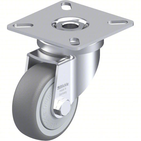 Plate Caster, Swivel, Rubber, 2 13/16