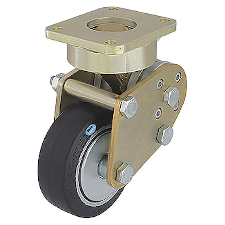 Plate Caster, Swivel, Rubber, 6 11/16
