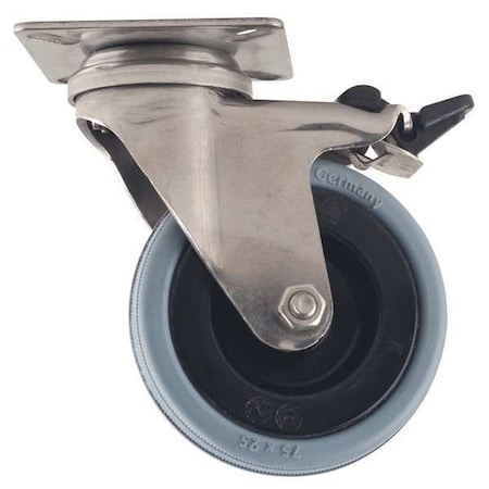 Swivel Plate Caster, Rubber, 3 in., 165 lb., A MPN:LPXA-VPA 75G-FI
