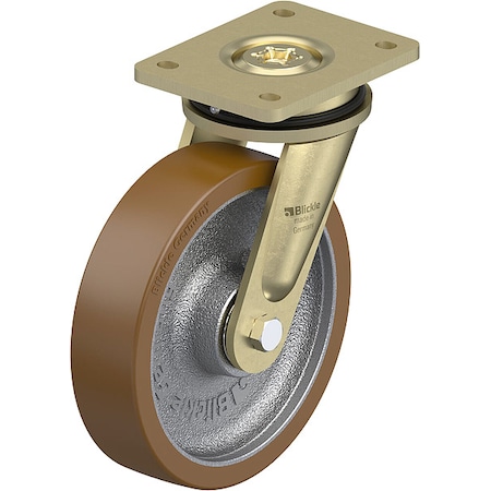 Plate Caster, Swivel, Polyurethane, 9 5/8