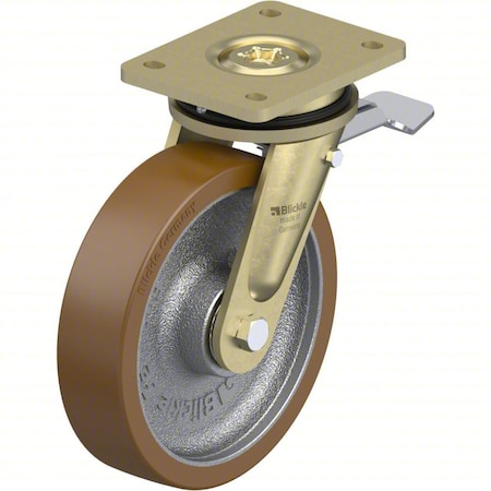 Plate Caster, Swivel, Polyurethane, 9 5/8