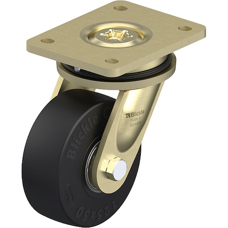 Plate Caster, Swivel, Rubber, 6 11/16