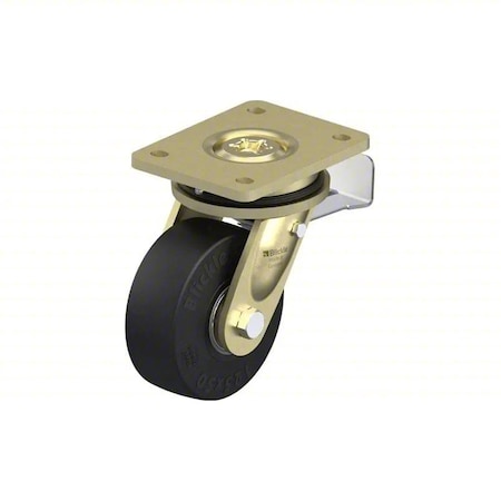 Plate Caster, Swivel, Rubber, 6 11/16