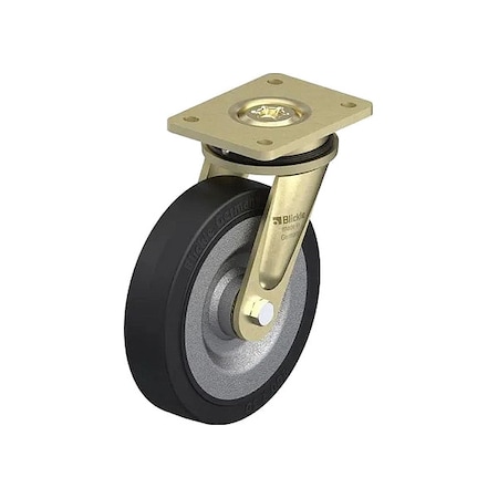 Plate Caster, Swivel, Rubber, 9 5/8