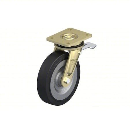 Plate Caster, Swivel, Rubber, 9 5/8