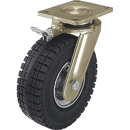 Plate Caster, Swivel, Rubber, 18 5/8