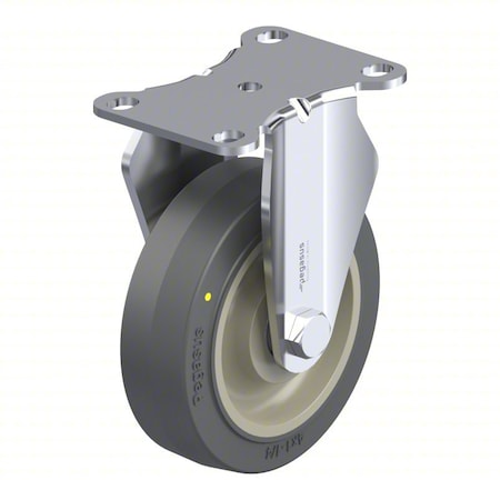Plate Caster, Rigid, Rubber, 5 1/8