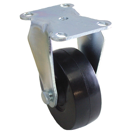 Plate Caster, Rigid, Rubber, 4 3/16