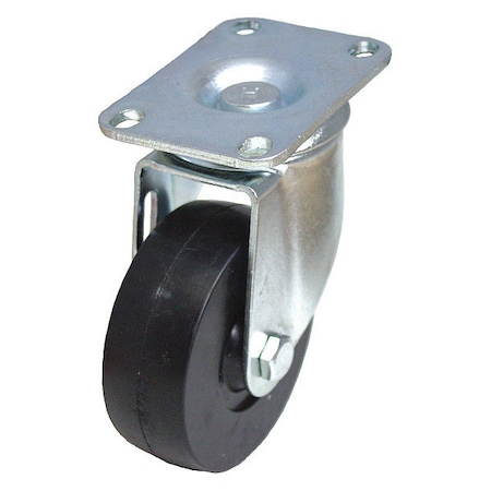 Plate Caster, Swivel, Rubber, 5 1/8